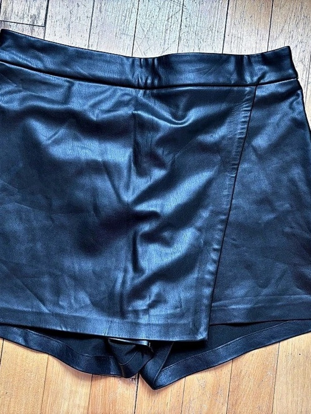 Black Faux-Leather Skort